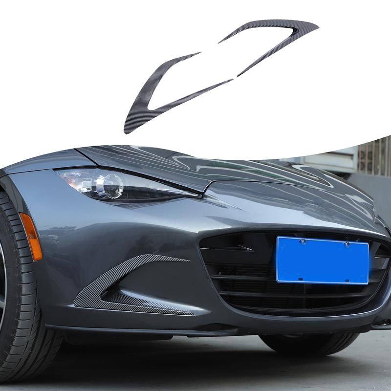 2 PCs ABS Carbon Fiber Car Front Bumper Side Air Intake Grille Decorative Frame Auto Accessories Suitable for Mazda MX-5 2016+