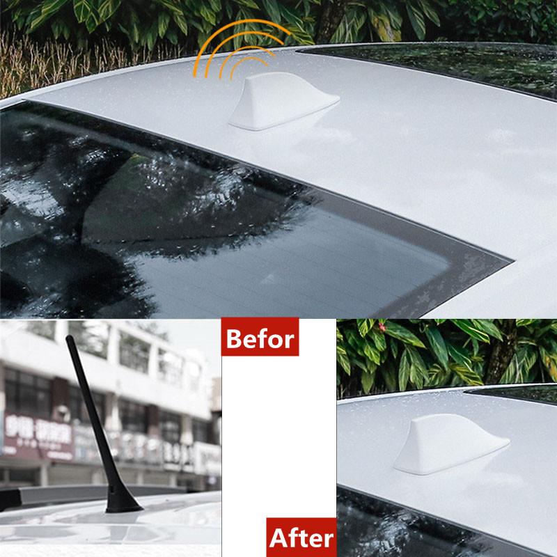 New Universal Carbon Fiber Look Car Roof Top Mount Shark Fin Aerial Antenna Toppers Auto Radio AM FM Antenna Signal Amplifie
