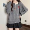 Korean Youthful Color Block Round Neck Strawberry Knit Cardigan Women Designer Sweater Top