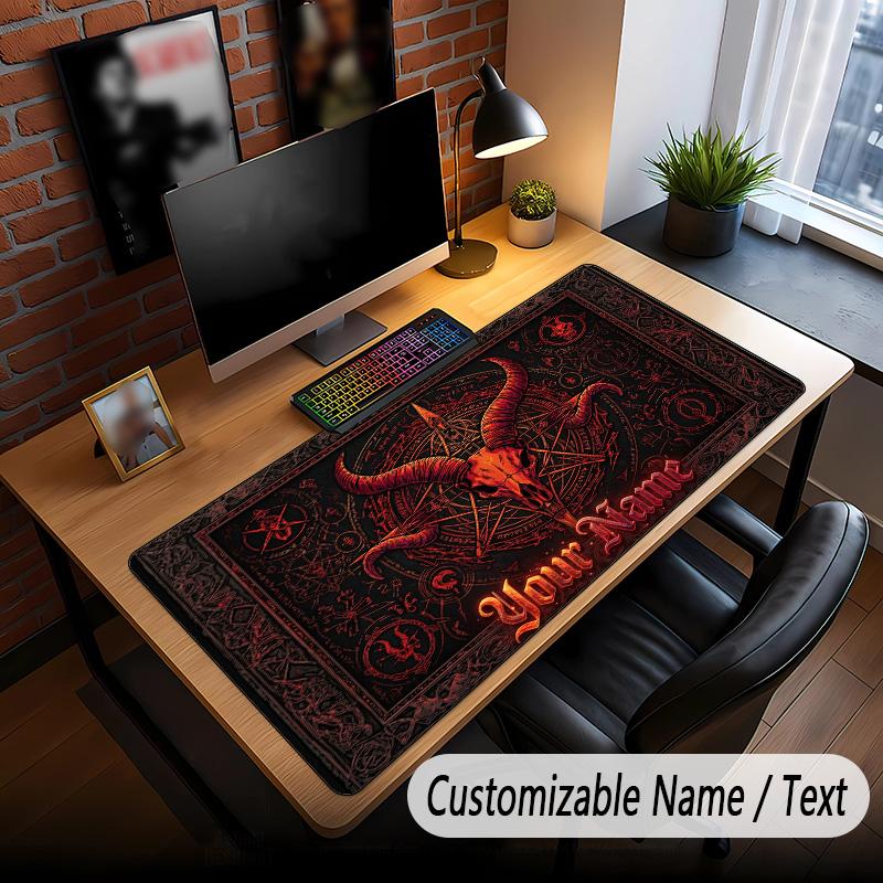 Skull Gothic Theme Custom Mouse Pad Personalized With Name Text Customized Desk Mat For Office Home Decor
