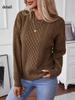Women Chunky Cable Knit Oversized Pullover Sweater Crew Neck Long Sleeve Solid Color Casual Woven Tops Fall