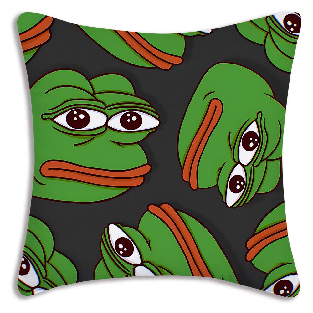 Cartoons fun Sad P-Pepe frog Pillow Covers Cartoon Sofa Decorative Home Double-sided Printing Short Plush Cute Cushion Cover