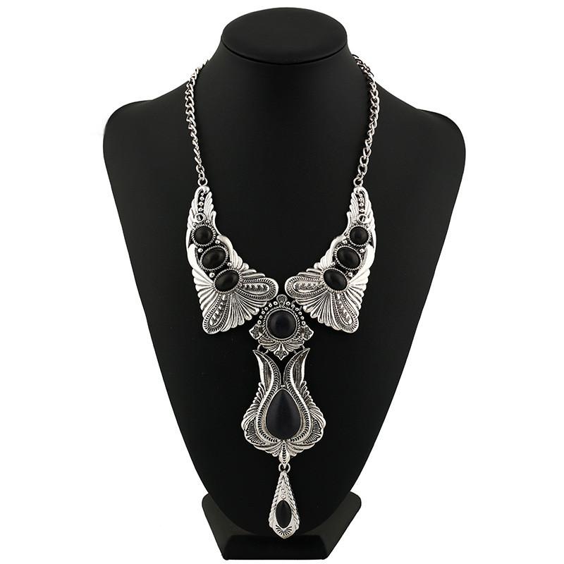 Pendant Turquoise Vintage Necklace With Alloy Chain And Multilayer Design