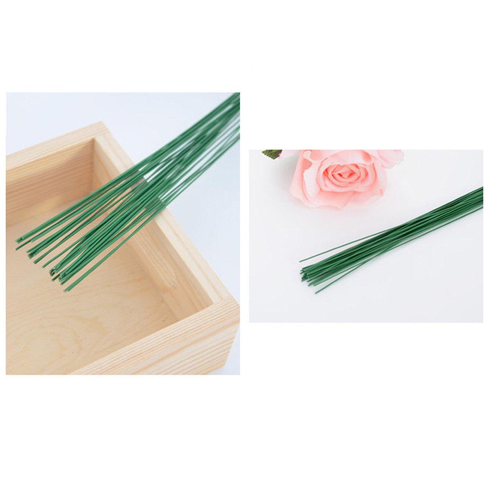 200Pcs Wire Artificial Flowers Stem Green 40Cm Everlasting Flower Stem DIY Wedding Bouquet Floral Craft Flower Pole