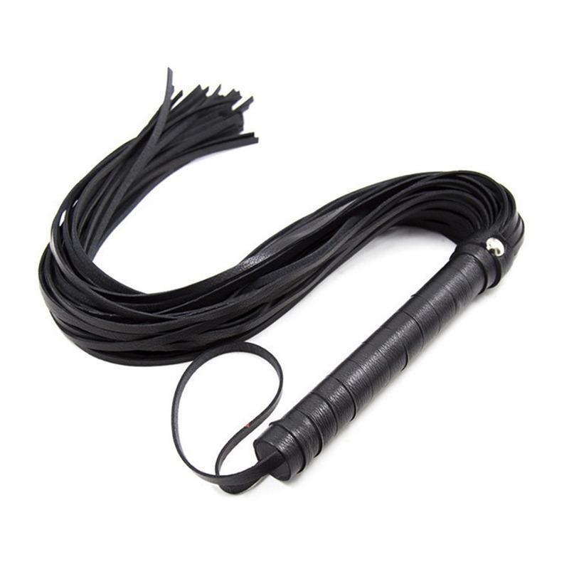 High Quality Pu Leather Pimp Whip Racing Riding Crop Party Flogger Hand Cuffs Queen Black Horse Riding Whip Sports Horsewhip