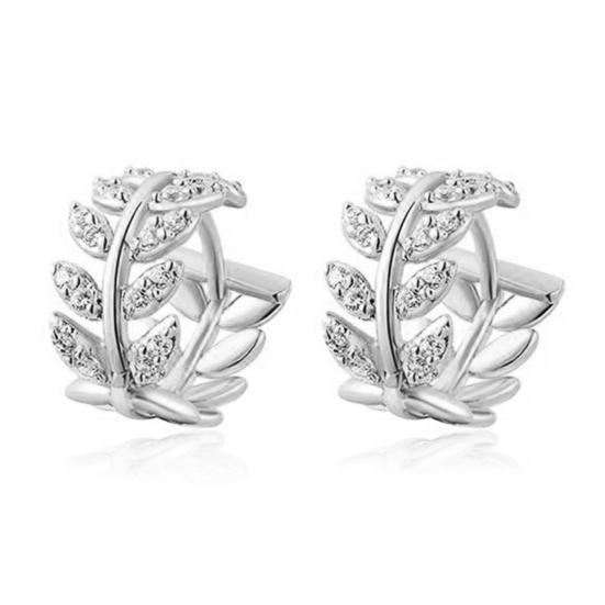 

Женщины горный хрусталь ивы лист темперамент уха клип пирсинг серьги ювелирные изделия серебряный