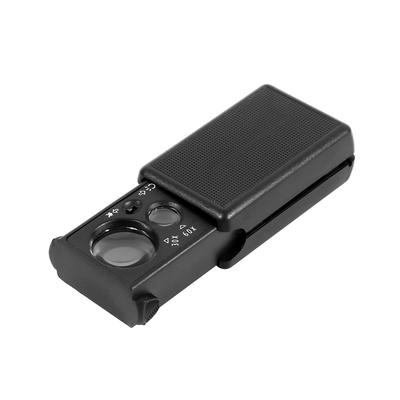 Mini 30X/60X Doppellinsen Taschen-Schmucklupe mit LED UV-Lichtern Ausziehbare Glaslupe