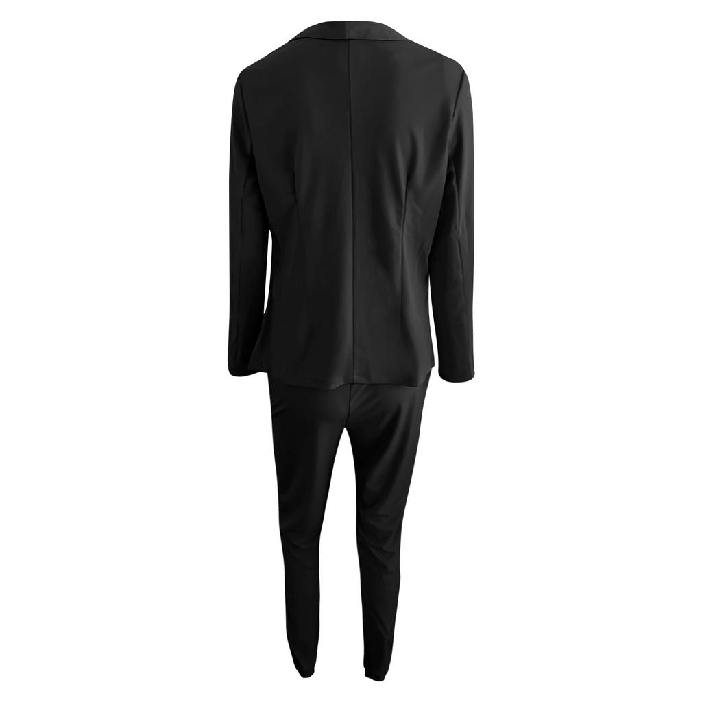 Women 2 Pieces Elegant Slim Fit Jacket Formal Office Work Pant  Lapel Coat Set