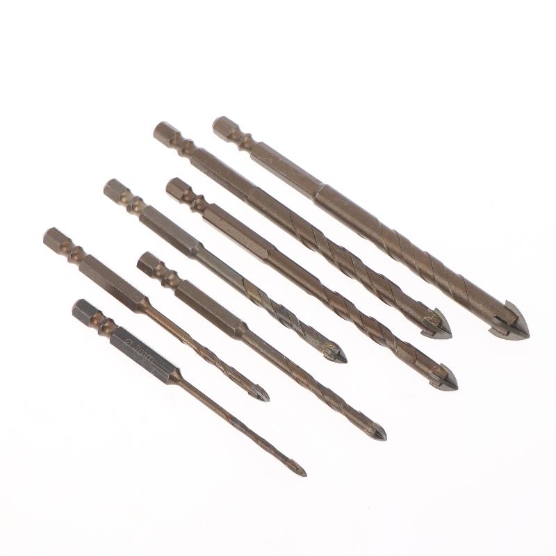 3-12Mm Hex Masonry Drill Bits Steel Metal Cross Drill Four-Flute Bits For Glass Cement Ceramic Concrete Wood Plastic