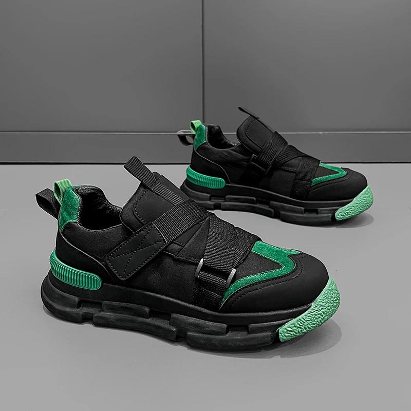 Fashion Designer Loafers Shoes Chunky Sneaker Fashion Casual Microfiber Leather Running Shoes Breathable Color Block Non-slip Shoes