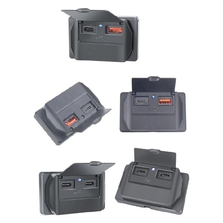 PD Type C QC3.0 USB Fast Charge Socket with Dust Cover LED Light Power Adapter