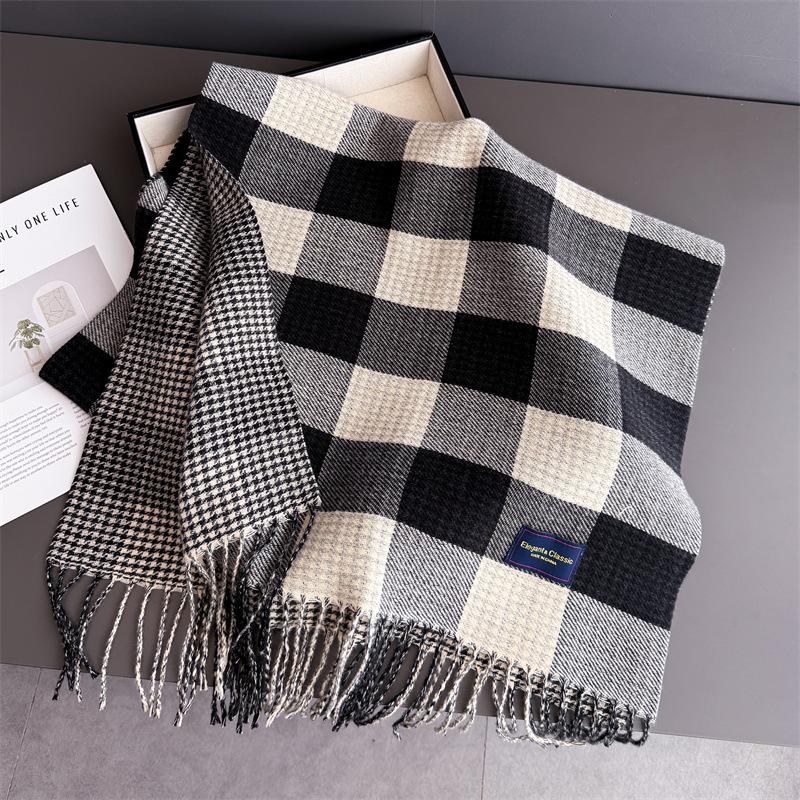 NEW Luxury Cashmere Women Plaid Scarf Winter Warm Shawl and Wrap Bandana Pashmina Long Tassel Female Foulard Thick Blanket