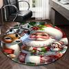 1pc Christmas Santa Claus Deer Snowman Round Carpet Anime Design, Holiday Gift, Office Chair Mat, Non Slip Rug, Office, Living Room, Bedroom