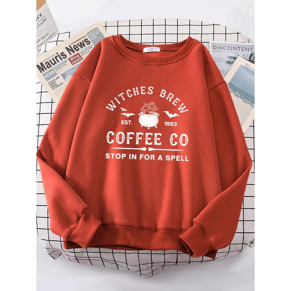 

Ведьмы варят кофе с буквами, простая однотонная печать с буквами, женские толстовки с длинными рукавами, теплые свитера, одежда S