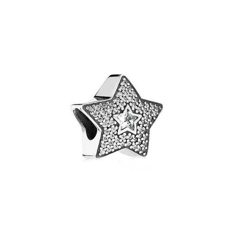 Pandora Fashionable pavé wishing star 925 silver jewelry accessories for men and women, same style for couples 791384CZ
