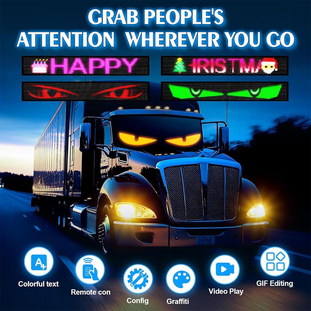 16x96Plus Programmable LED Scrolling Sign Full Color Display Board with Bluetooth APP Control Custom Text & GIF Patterns