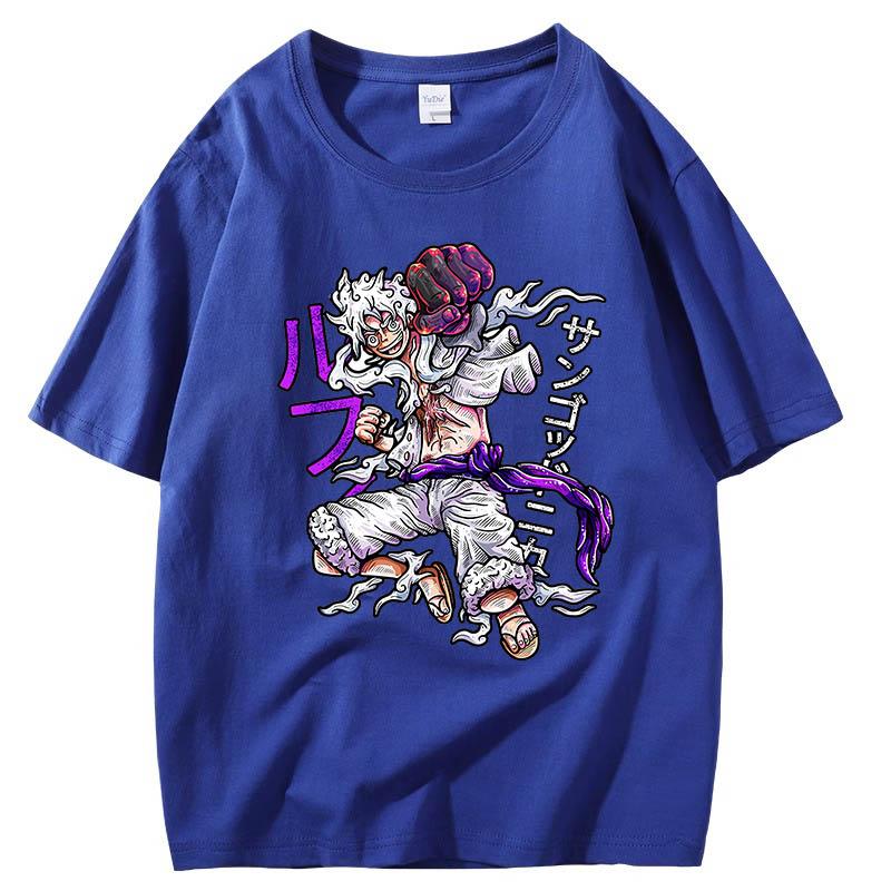 Luffy Luffy 5th Gear Short-sleeved Animation Peripheral One Piece ONE PIECE Gear5 Versatile T-shirt Pure Cotton