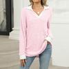 Women's Fashionable Lapel Long Sleeved Color Blocked Loose Casual Pullover Top