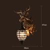 30cm Lucky Deer Head Kinkiet, 220V E14 Country Resin Night Lamp, Custom Bar Lamp for Living Room Without Light Source