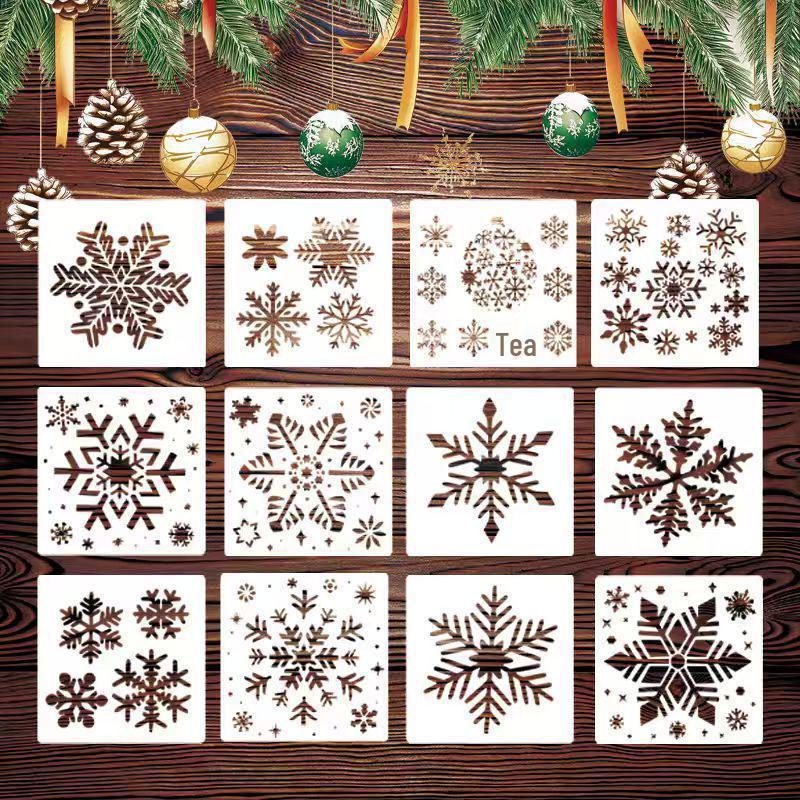Christmas Snowflake Hollow Painting Template DIY Decoration Mold