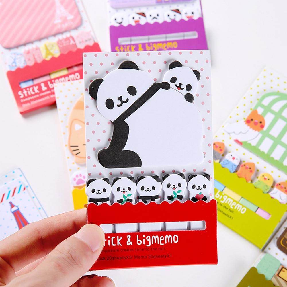 Cute Cartoon Multi-function Sticky Notes Memo Pad Paper Bookmarks School Supplies Planner Stickers
