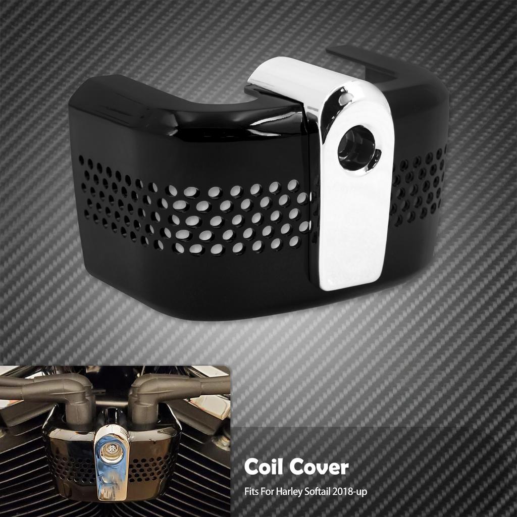 Motorcycle Ignition Coil Cover Black/Chrome Caps For Harley Softail Street Bob FXBB Low Rider Breakout FXBR Fat Boy FXFB 2018-23