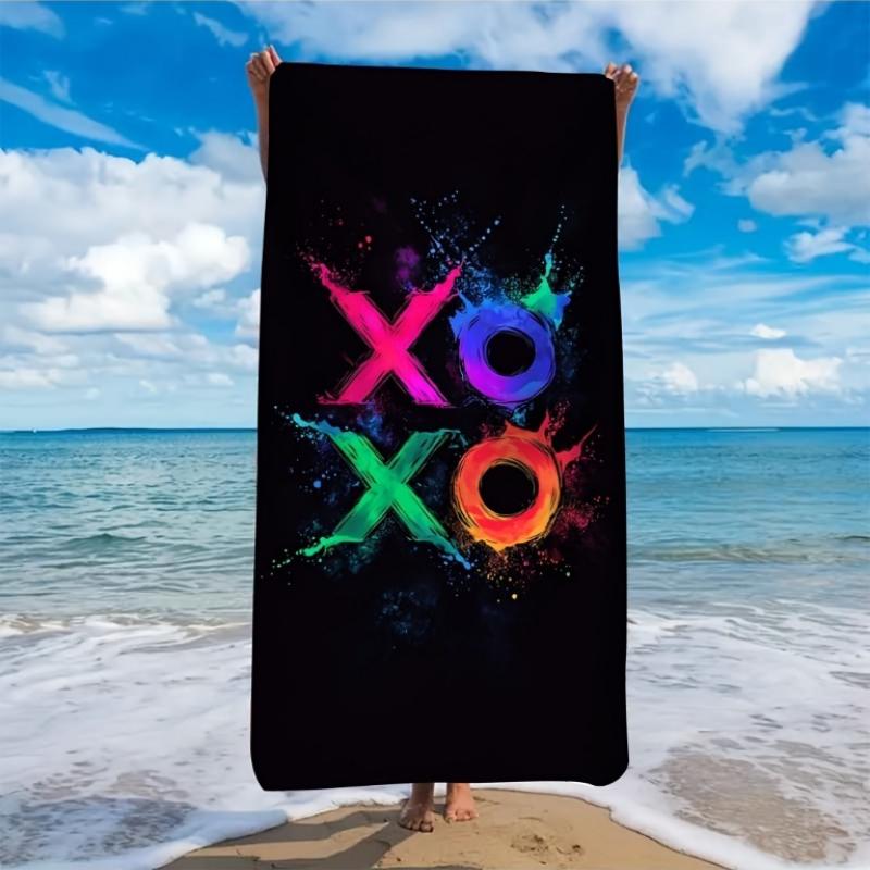 

1pc Colorful Splash Letter XO Microfiber Beach Towel | Ultra Soft Polyester, Lightweight and Absorbent, Ideal for Yoga Swimming W30*H60(CM)
