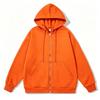 Womens Zip Up Hooded Sweatshirt Loose Fit Solid Color Casual Versatile Multiple Colors American Street Style