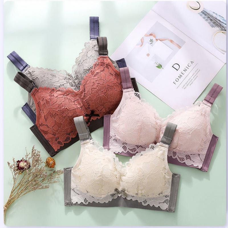 Women's Lace Full-Cup Wirefree Bra – Supportive, Breathable, Anti-Sag, Plus Size, Beautiful Back Design