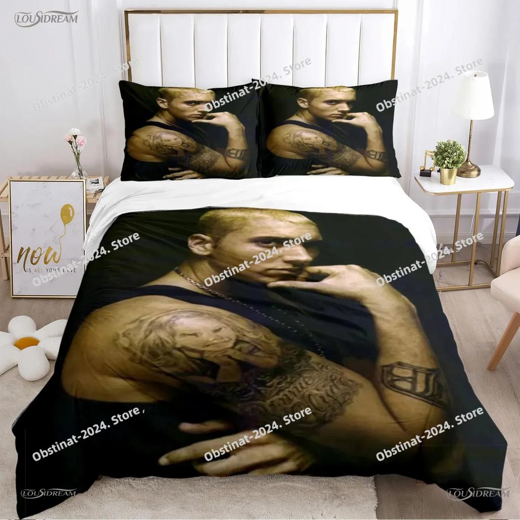 Eminem hip-hop singer All Season Duvet Cover Comforter Bedding sets Soft Quilt Cover and Pillowcases SingleDoubleQueenKing