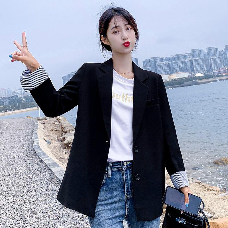 

Блейзер женский дизайн нишевый весенний новый стиль горячий уличный тонкий костюм топ для невысоких людей 2XL чёрный