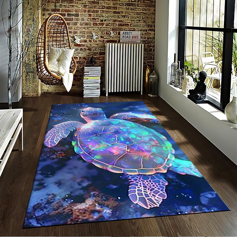 Colorful Sea Turtle Galaxy Style Carpet for Living Room or Bedroom Decor Suitable for use as an anti-slip for living room bedroom sofas