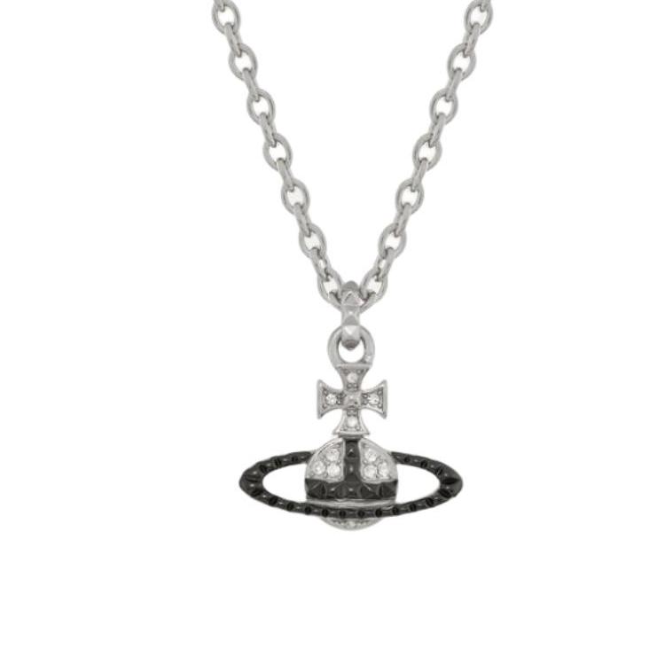 

Vivienne Westwood Mayfair Studded Saturn Relief Color Block Design Brass Metal Imitation Crystal Necklace Women necklace 630203EI-02W191 Basic Packaging-Dust Bag+Box