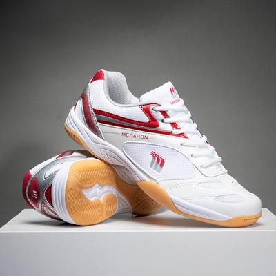 EU35-45 Weiß-Rot Atmungsaktive Tischtennis Schuhe für Herren Damen Luxuriöse Volleyball Schuhwerk Rutschfeste Badminton Sport Sneaker