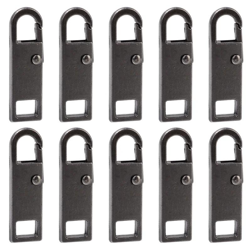 1/10pcs Durable Tool Free Zipper Repair Instant Replacement Metal Pull Slider Universal Detachable for Luggage Bags Clothing