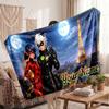 Miraculous Ladybug Personalized Flannel Blanket, Custom Printed Text Name, Warm Soft Blanket For Couch Bed