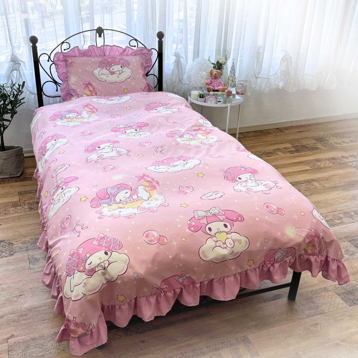 

Sanrio My Melody Комплект пододеяльника с воланами Объемный Пододеяльник Односпальный 3 предмета (Наволочка, Простыня, Покрывало) SB-673-S