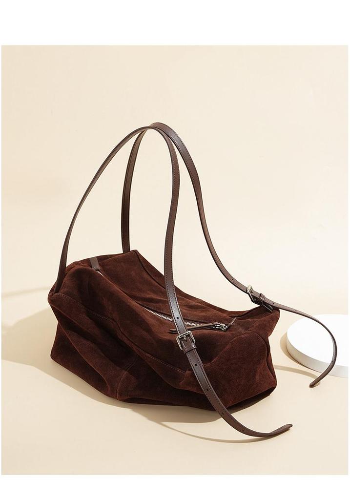 Autumn/Winter Frosted Suede Crossbody & Shoulder Bag - High-End Large Capacity Cowhide Pillow Tote