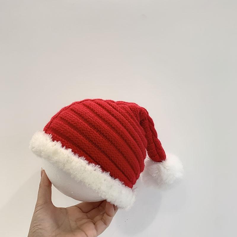 Stylish Knitted Santa Hat Cute Christmas Beanie for Children Soft & Comfortable Winter Headwear Lightweight Hat Wools
