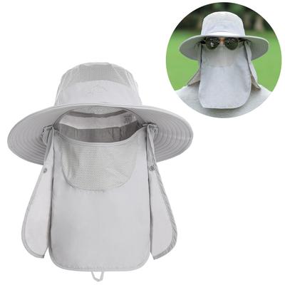 Wide Brim Sun Hat with Detachable Neck Flap and Face Cover Men Women Fishing Cap Outdoor Travel Hat
