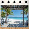 2D Ozeanblick Terrassen Hintergrundtuch für Luau & Poolparty Events