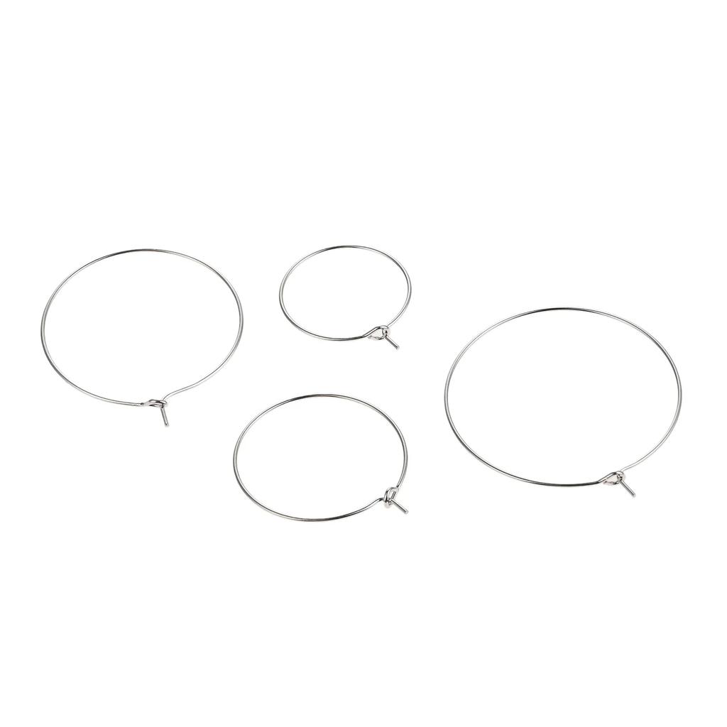 100Pcs Champagne Wine Glasses Rings Markers Silver Earrings Circle Wire Rings Hoops DIY Gift Party Drink Wine Labeling 20mm-35mm