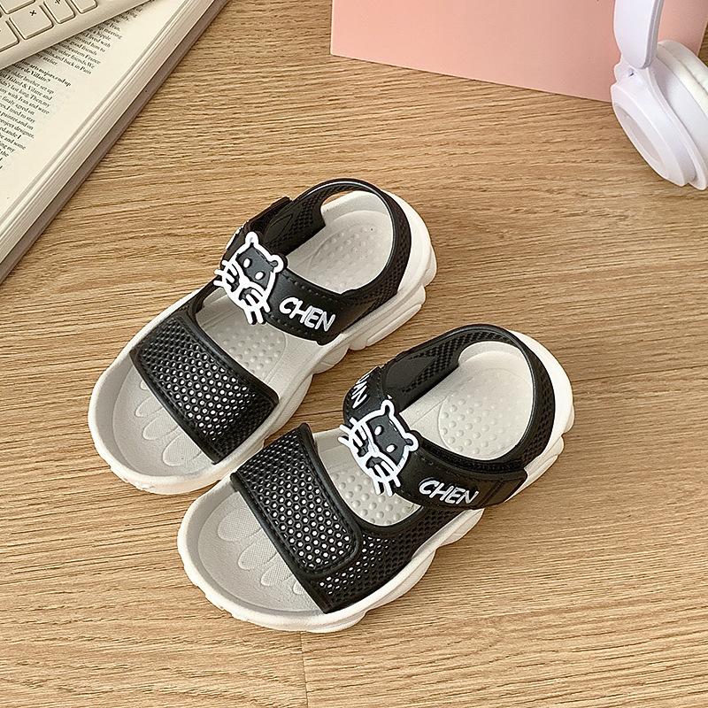 

Детские сандалии Летние пляжные сандалии Princess Мужские и женские тапочки и завернутые сандалии на внешней стороне 26-27 чёрный