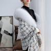 New winter cape jacket knitted plaid pattern women sweater female cardigan long sleeve autumn