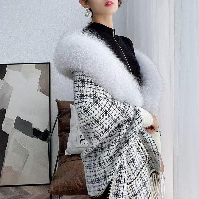 New winter cape jacket knitted plaid pattern women sweater female cardigan long sleeve autumn