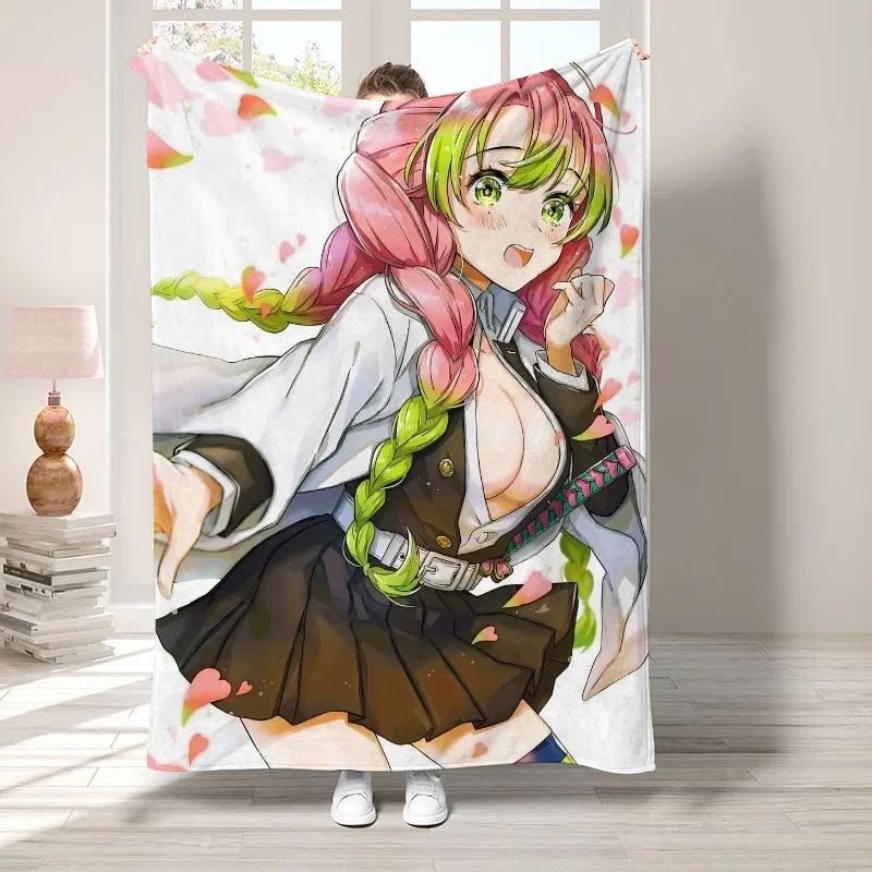 D-Demon Slayer Cute Throw Blanket for Living Room Decorative Bed Blankets Sofa Summer Boho Home Decor Bedroom Decoration Fleece#(1)
