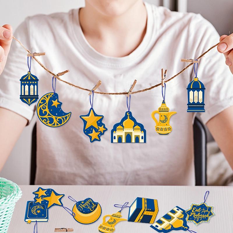Eid Mubarak Pulling Flag Ramadan Hanging Pendants Decoration  Middle East Festival Party Islamic Muslims Decor Ornaments