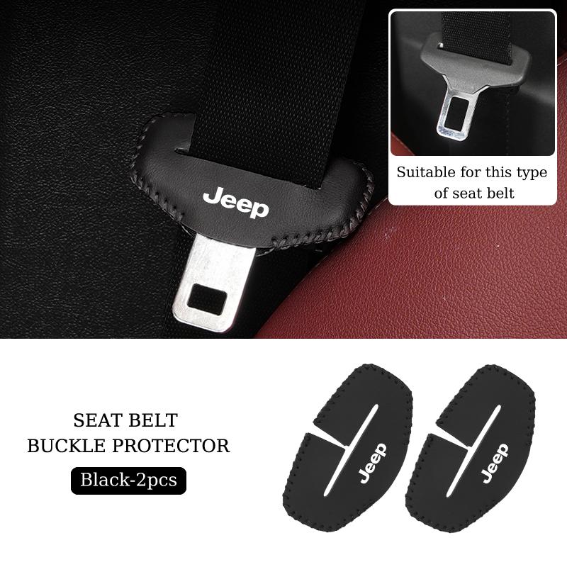 Car Seatbelt Buckle Cover Leather Seatbelt Anti-Scratch Mat Accessories For Jeep Renegade Grand Cherokee Compass Patriot Wrangle AKV1