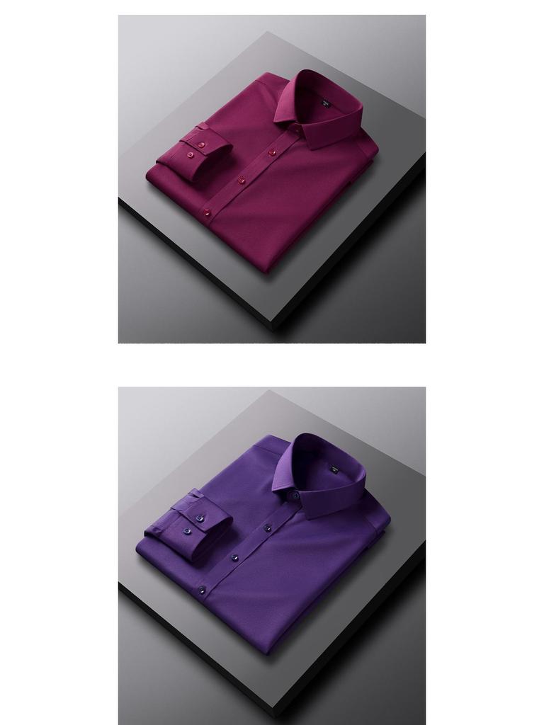 Men's Slim Fit Stretch Iron-Free Long Sleeve Shirt for Business or Commute