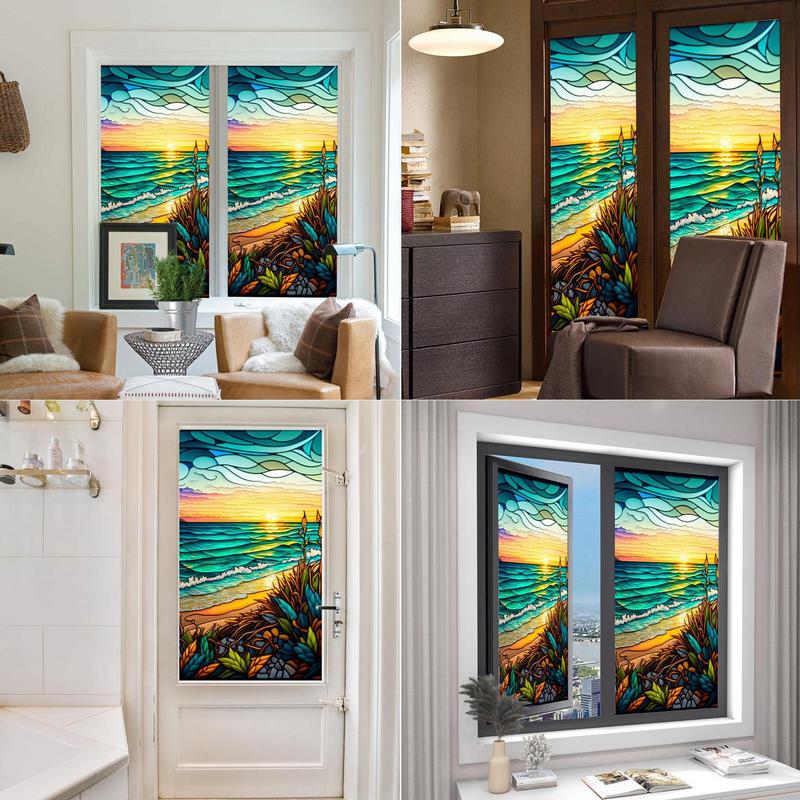 Fenster-Sichtschutzfolienaufkleber, Artscape Magnolia-Fensterfolie, Vinyl für Glasfenster, Buntglasfensterfolie für Zuhause und Badezimmer